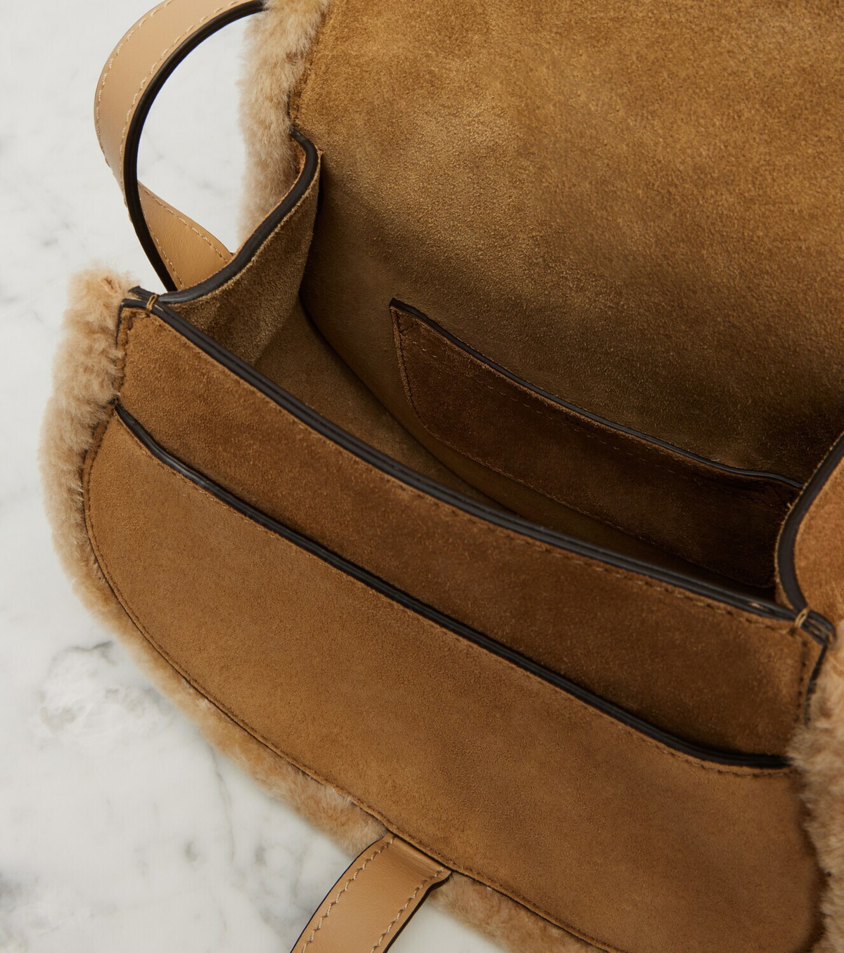 Chloé Marcie Small shearling-trimmed suede crossbody bag