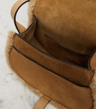 Chloé Marcie Small shearling-trimmed suede crossbody bag