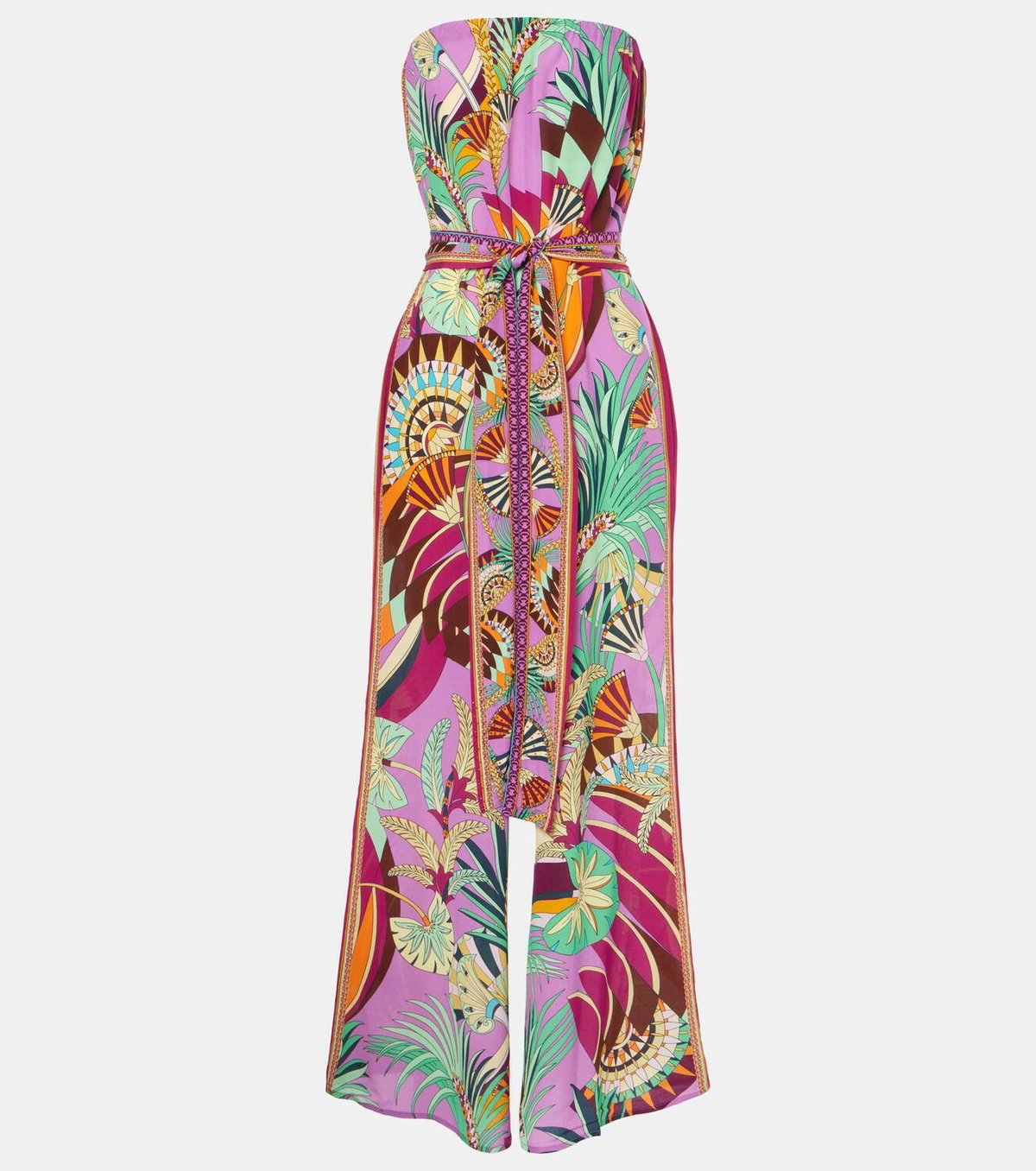 Camilla Printed strapless silk jumpsuit