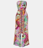 Camilla Printed strapless silk jumpsuit