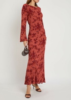 Reformation Esra Floral Chiffon Maxi Dress Red