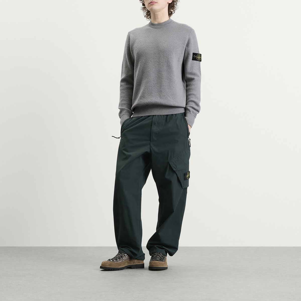 Stone Island Men's Textured Stitch Jumper in Ash Grey