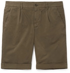 Aspesi - Slim-Fit Pleated Cotton-Twill Chino Shorts - Army green