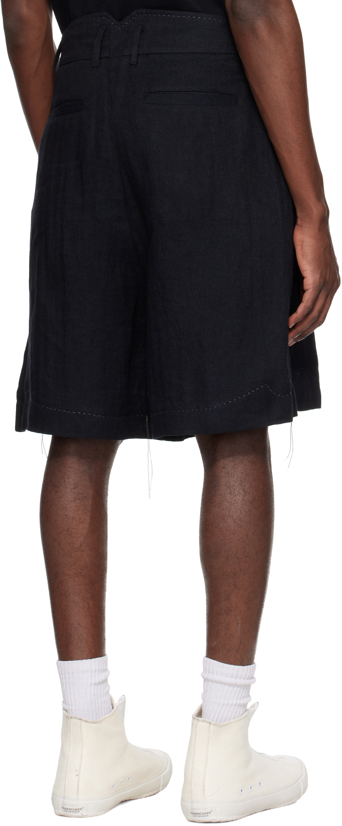 Professor.E Black Pleated Shorts