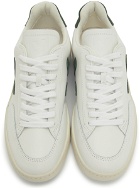 Veja White & Green Leather V-12 Sneakers