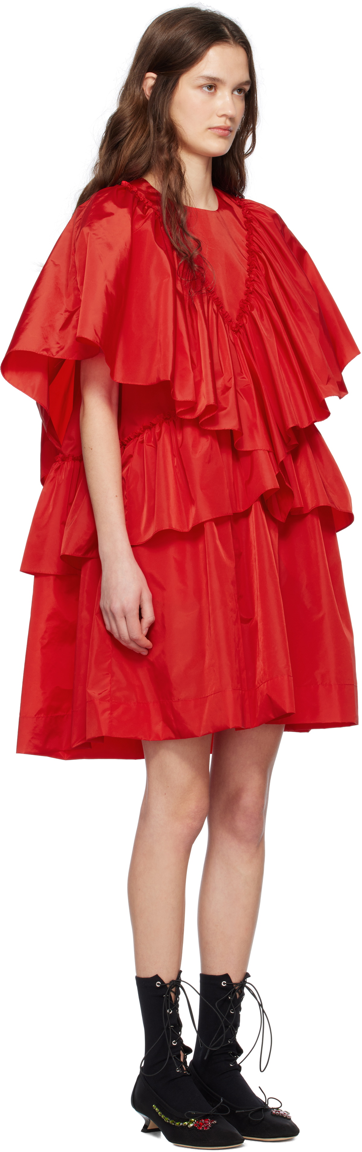 Simone Rocha Red Short Ruffle Minidress