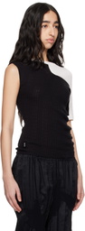 Kiko Kostadinov Black & White Nomas Asymmetric Knit Raglan Sweater