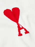 AMI PARIS - Logo-Intarsia Virgin Wool Sweater - White