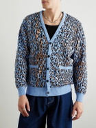Wacko Maria - Leopard Cotton-Jacquard Cardigan - Blue