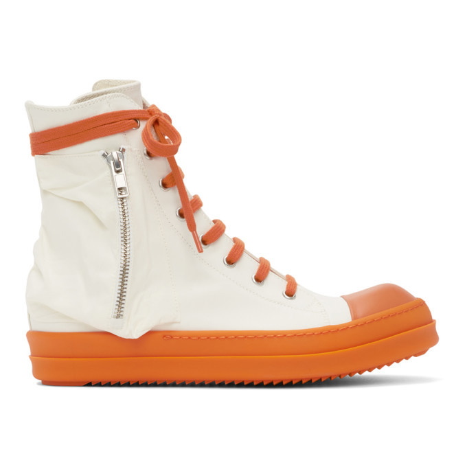 Photo: Rick Owens Drkshdw White and Orange Bauhaus Sneakers