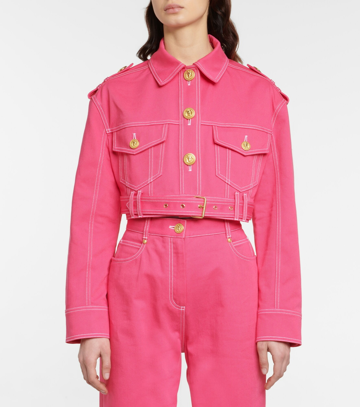Balmain - x Barbie® cropped denim jacket Balmain