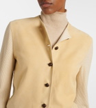 Loro Piana Acacia suede-trimmed cashmere and silk cardigan