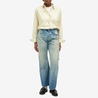 Auralee Women's Selvedge Faded Heavy Denim Pants in Faded Indigo