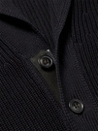 Ermenegildo Zegna - Shawl-Collar Ribbed Cotton and Silk-Blend Cardigan - Black