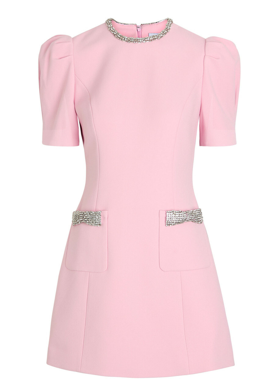 Rebecca Vallance Nemy Crystal-embellished Crepe Mini Dress Light Pink