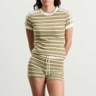 Adidas Women's Striped Terry T-Shirt in Multicolor/Easy Yellow