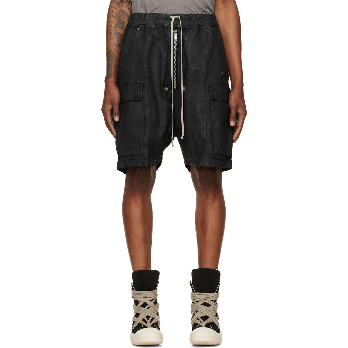 Rick Owens Drkshdw Black Cotton Memphis Pods Shorts Rick Owens Drkshdw