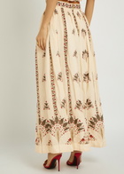 Agua BY Agua Bendita Tangelo Printed Linen Maxi Skirt Multicoloured