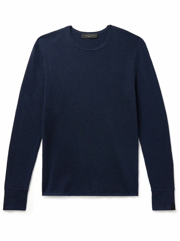 Photo: Rag & Bone - Martin Slim-Fit Merino Wool-Blend Sweater - Blue