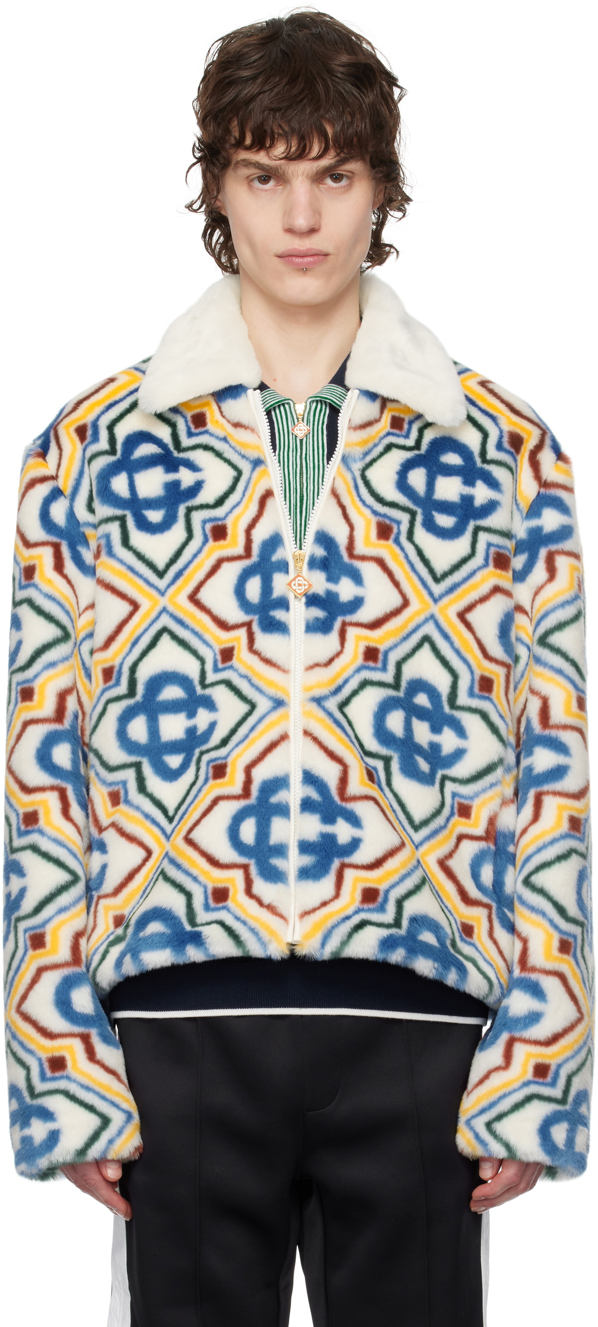 Casablanca Multicolor Jacquard Faux-Fur Jacket Casablanca