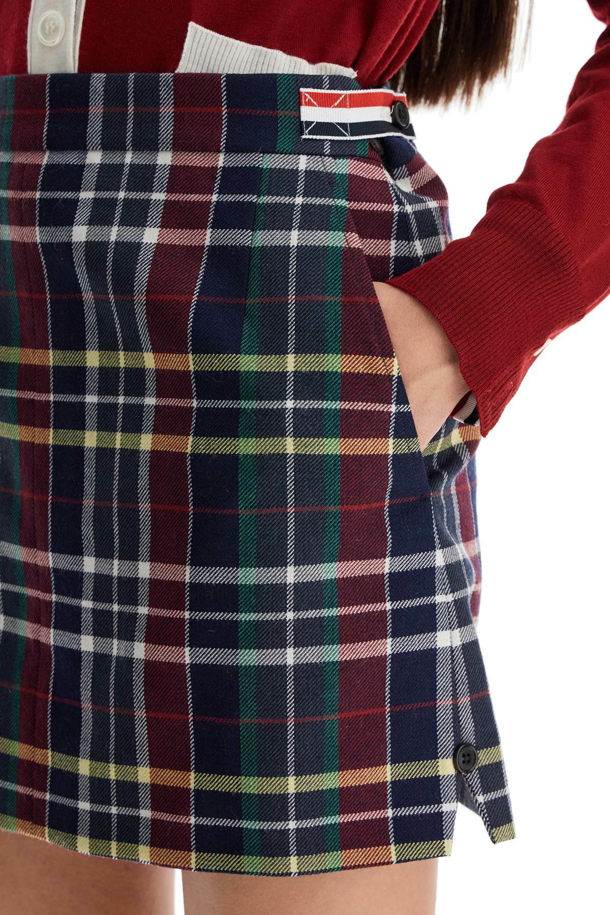 THOM BROWNE wool twill mini skirt in Multicolor Thom Browne