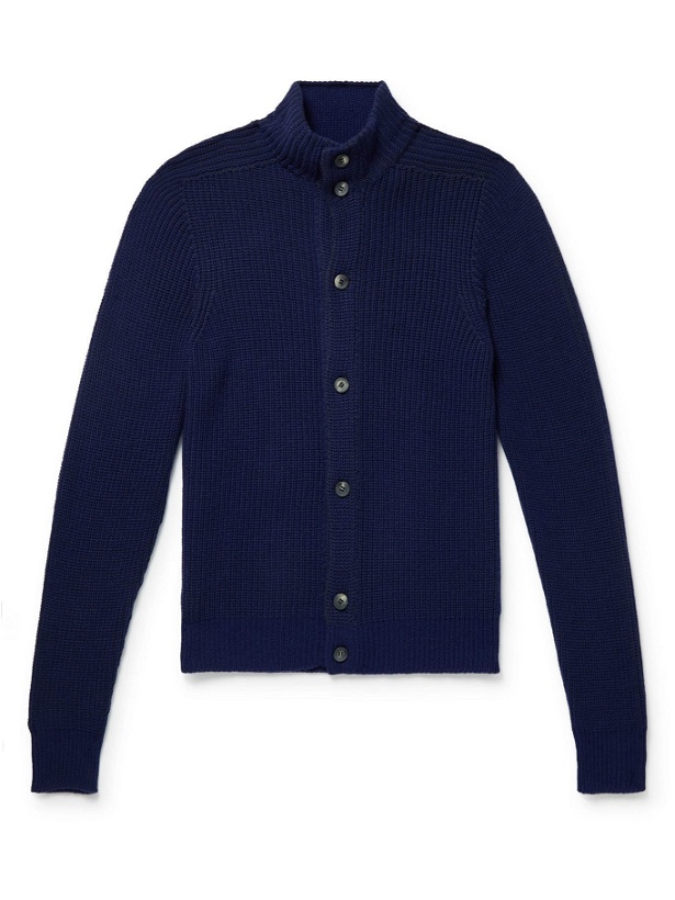 Photo: Sease - Reversible Cashmere and Cotton-Blend Cardigan - Blue