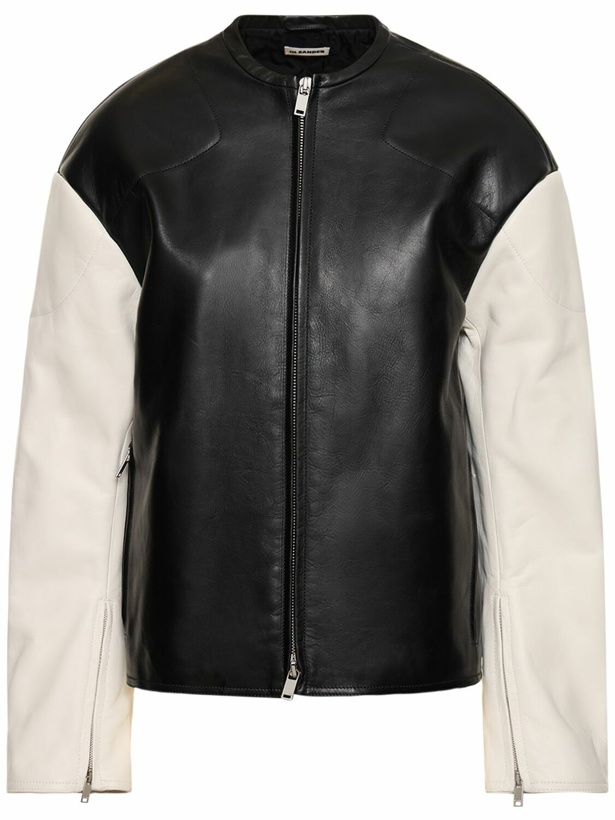 Photo: JIL SANDER - Embossed Logo Leather Biker Jacket