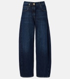 Brunello Cucinelli Leather-trimmed barrel-leg jeans