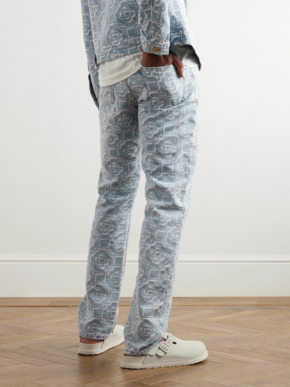 Blue Embroidered Jeans by Casablanca on Sale