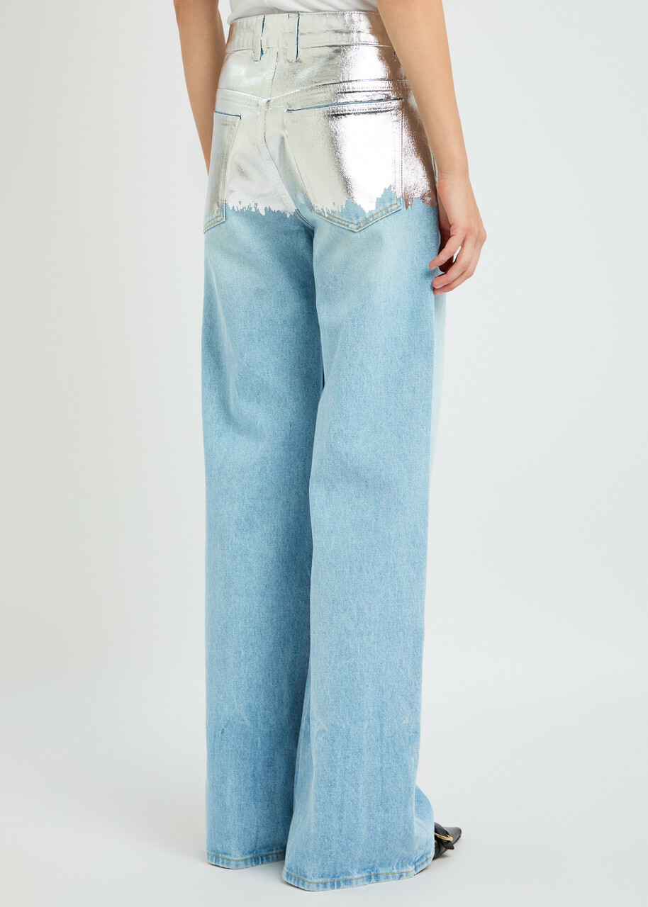 Rabanne Straight-leg Foiled Jeans Denim