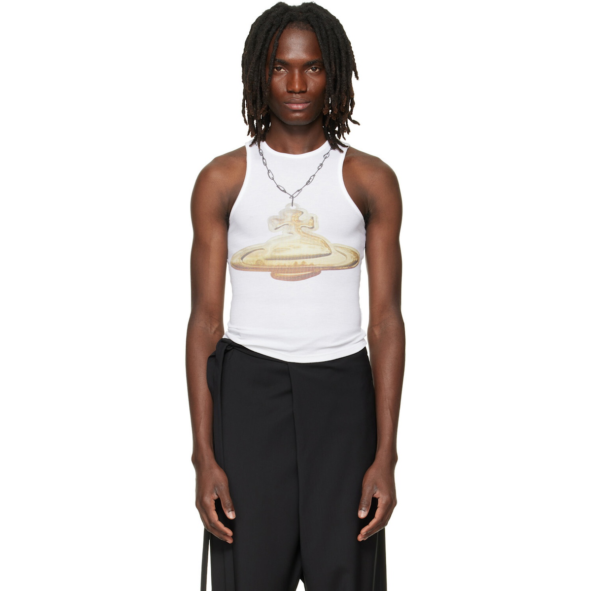 Vivienne Westwood White Gold Orb 90s Tank Top