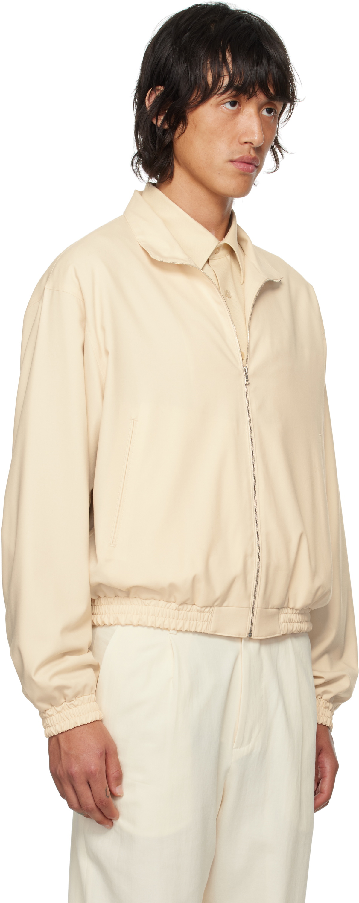 AURALEE Beige Superfine Tropical Wool Bomber Jacket Auralee