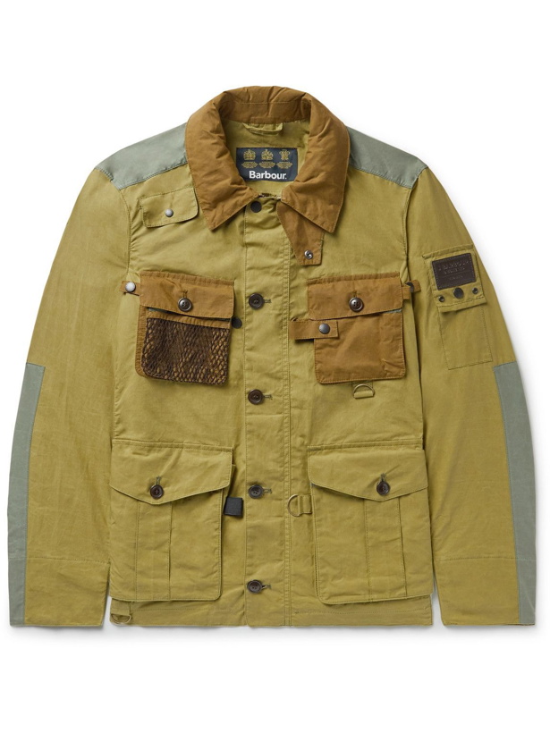 Photo: Barbour Gold Standard - Sennen Mesh-Trimmed Colour-Block Cotton Hooded Jacket - Brown
