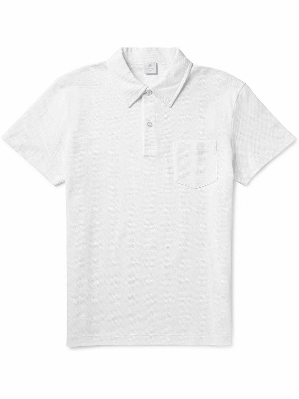 Photo: Sunspel - Riviera Cotton-Mesh Polo Shirt - White