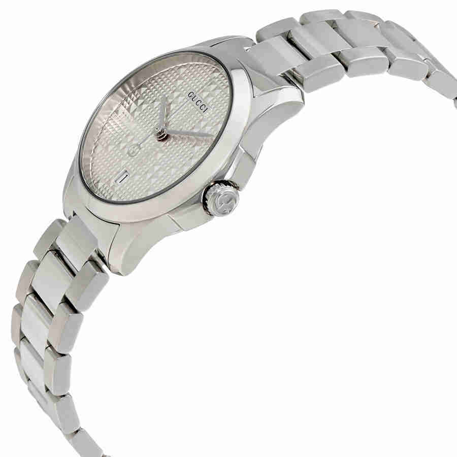 Gucci G-timeless Silver Dial Stainless Steel Ladies Watch YA126551