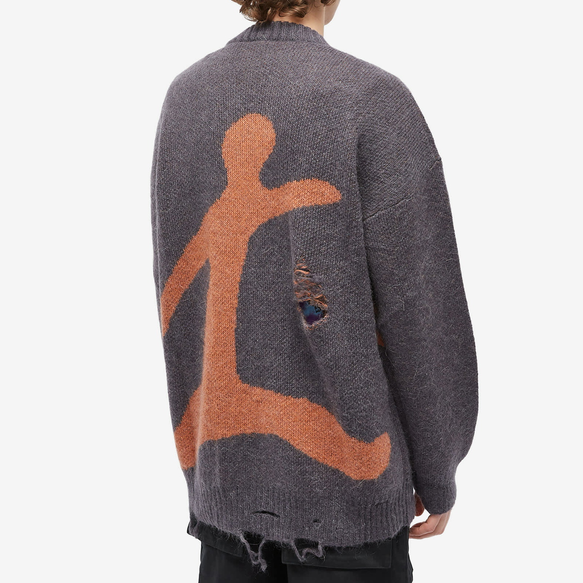 P.A.M. Men's Mutate Distressed Crew Knit in Ash