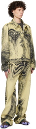 CAMPERLAB Yellow & Black Distorted Print Denim Jacket