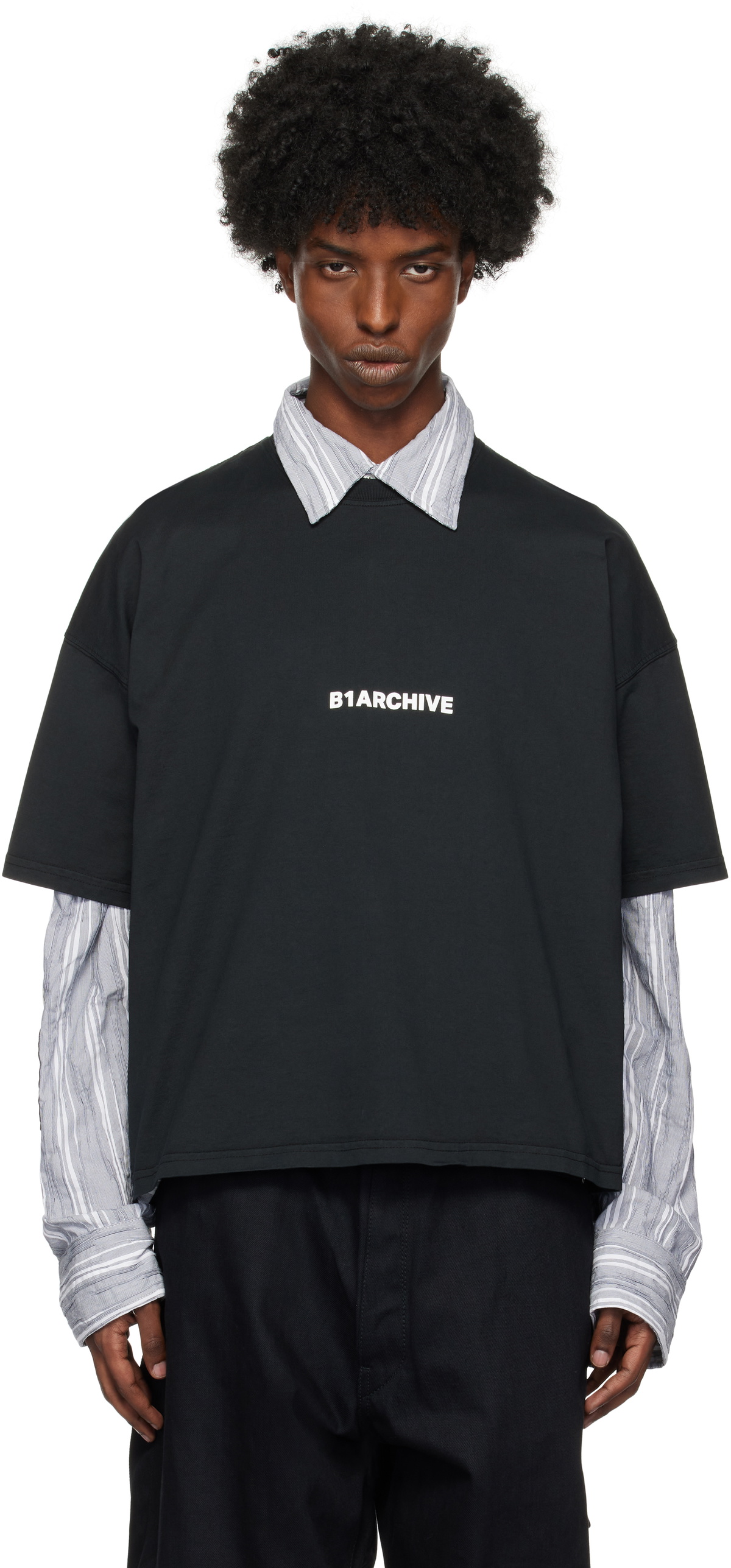 【関税込み】B1ARCHIVE ブラック ロゴプリント Tシャツ black-printed-logo-t-shirt.jpg