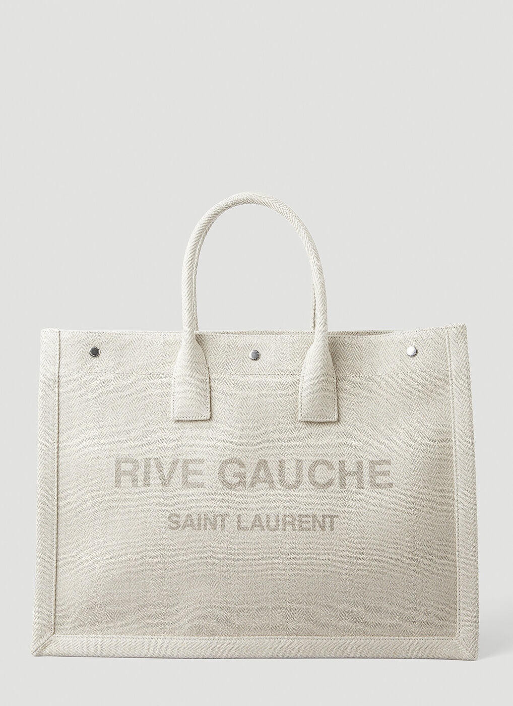 Rive Gauche leather-trimmed printed canvas tote