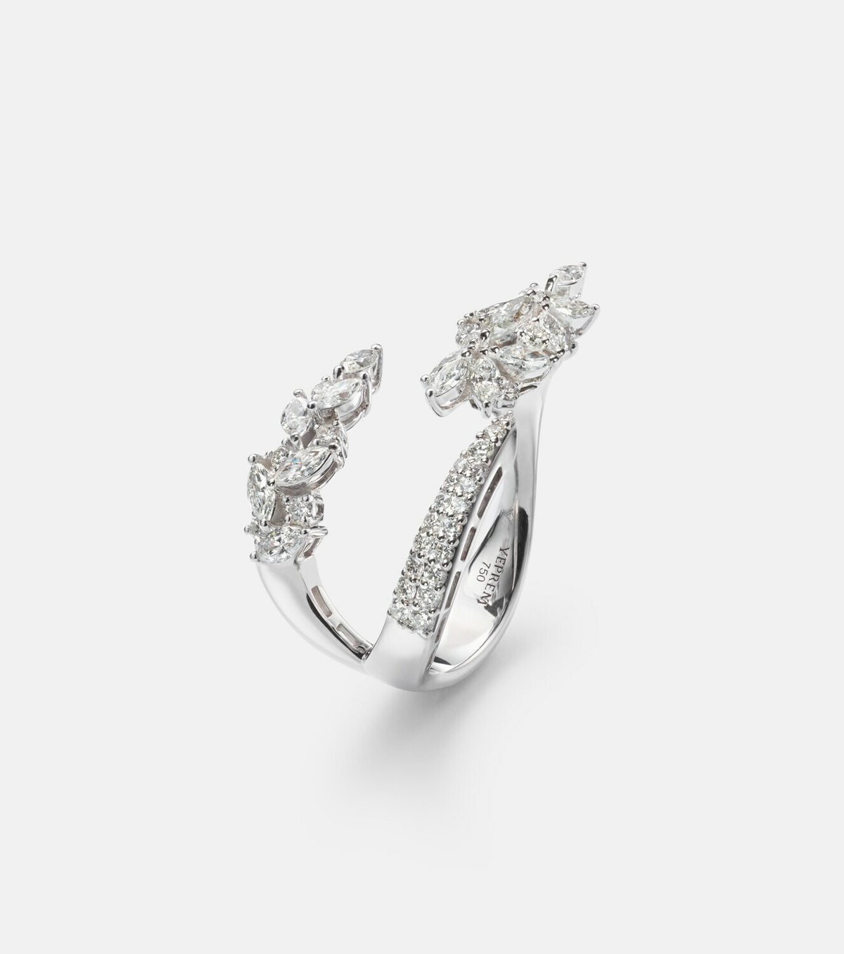 Yeprem Y-Not 18kt white gold ring with diamonds