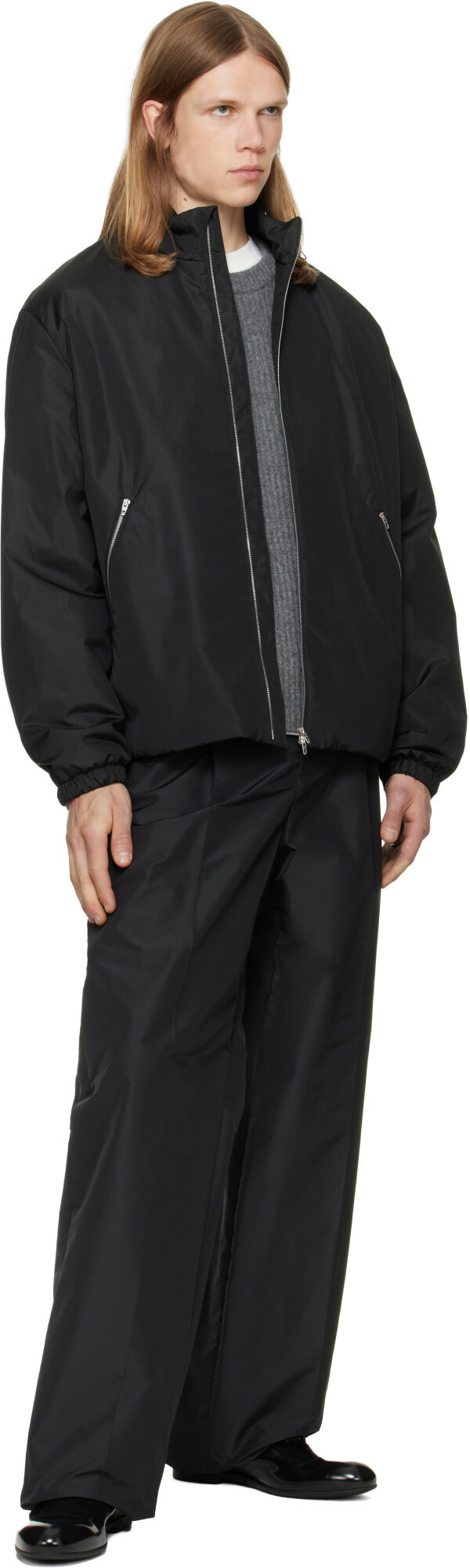 Jil Sander Black Taffeta Padded Blouson Jacket
