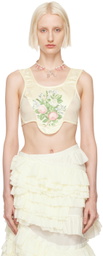 Yuhan Wang Off-White Rose Embroidered Corset Top
