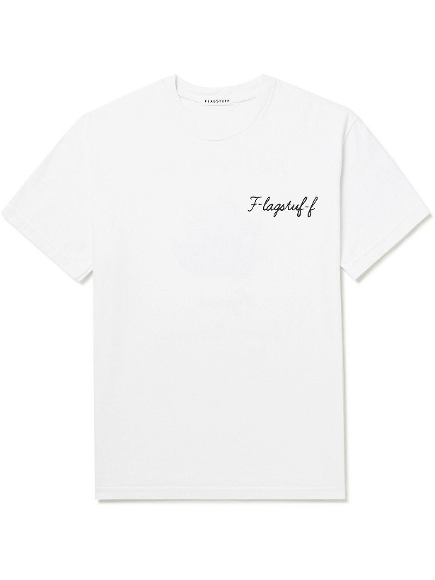 Photo: Flagstuff - Kakusen Printed Cotton-Jersey T-Shirt - White