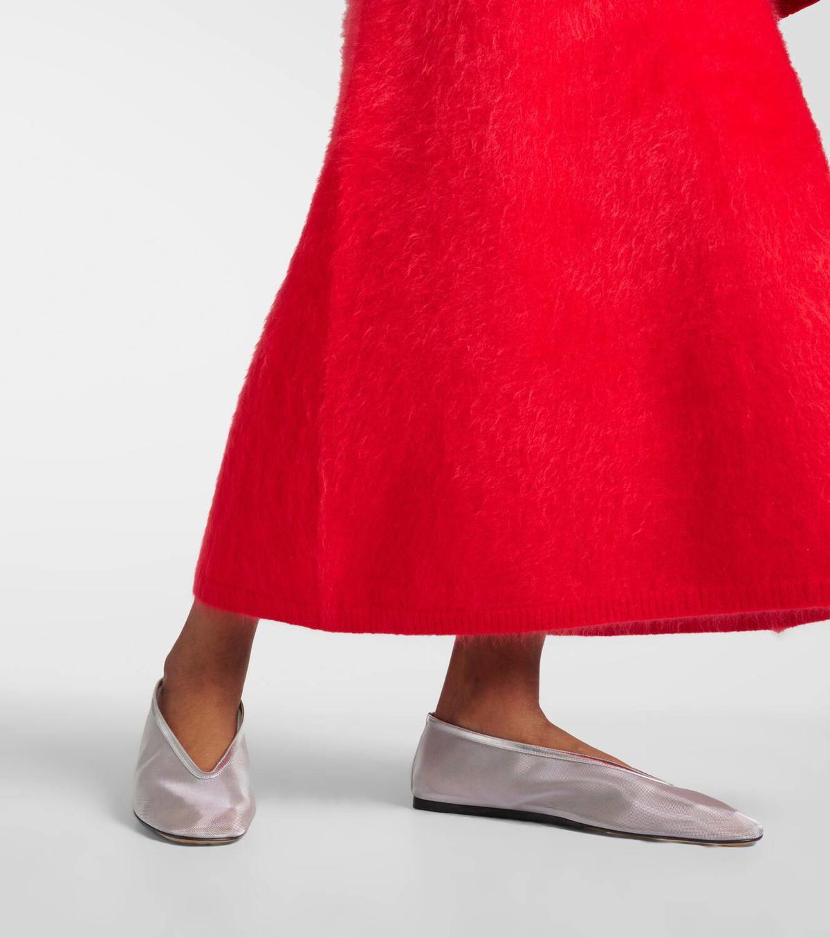 Le Monde Béryl Luna leather-trimmed mesh ballet flats