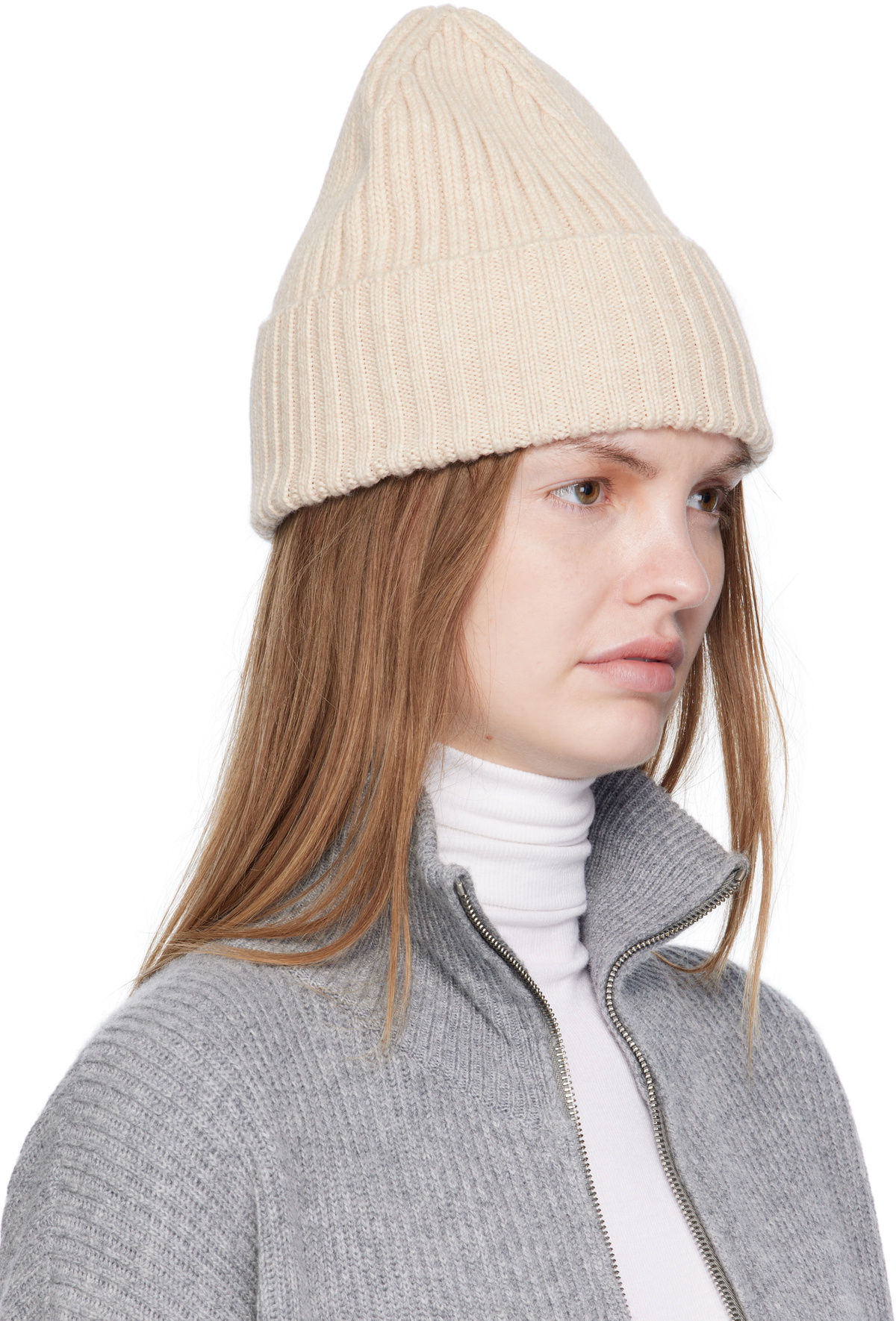 Ruslan Baginskiy Beige Monogram-Embroidered Wool Beanie