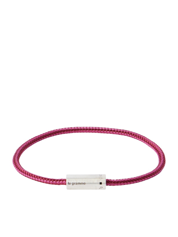 Photo: Le Gramme - 5g Sterling Silver Woven Cord Bracelet - Burgundy