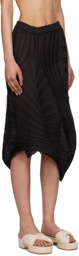ISSEY MIYAKE Black Sheer Moving Knit Midi Skirt
