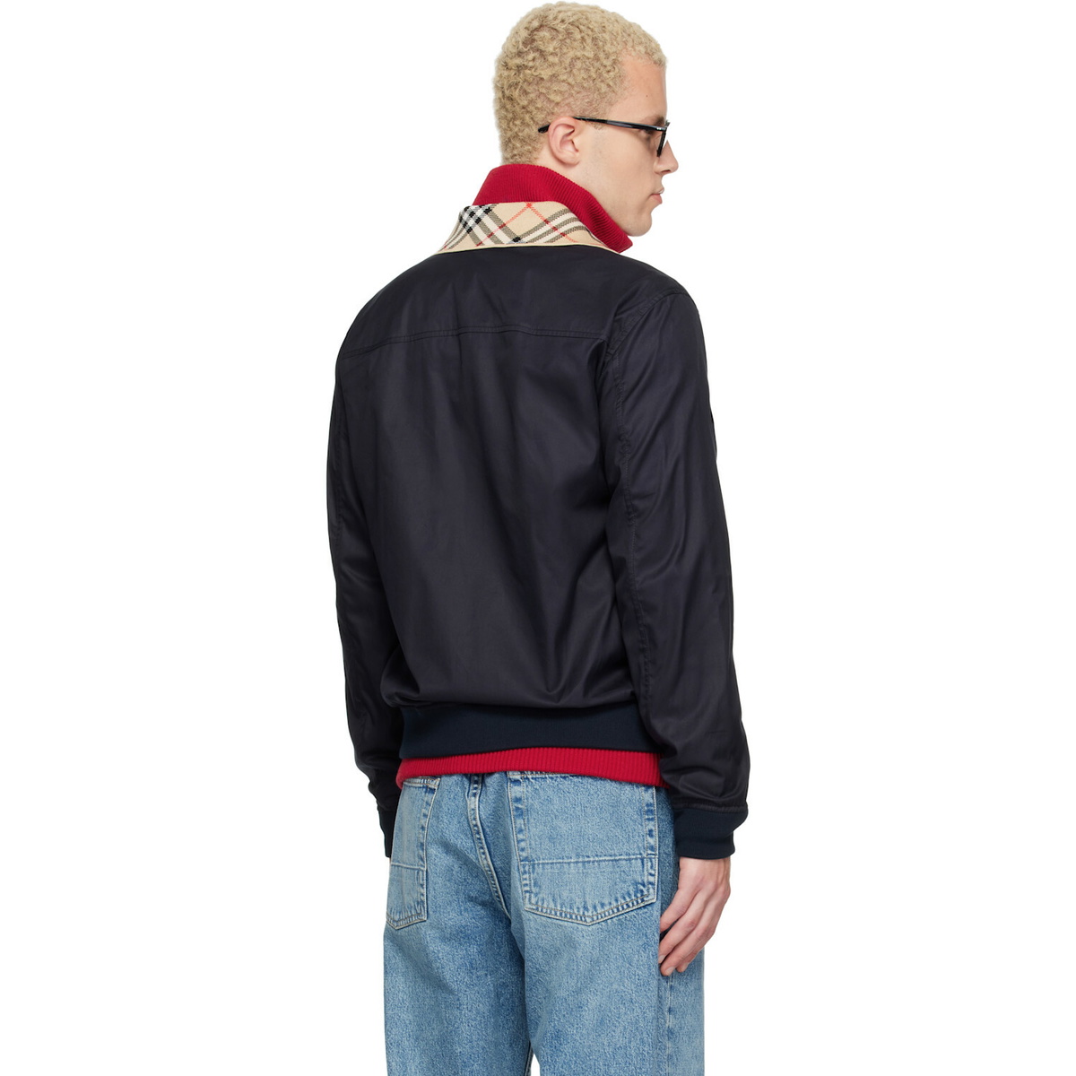 Burberry Navy Gabardine Glenfields Harrington Jacket