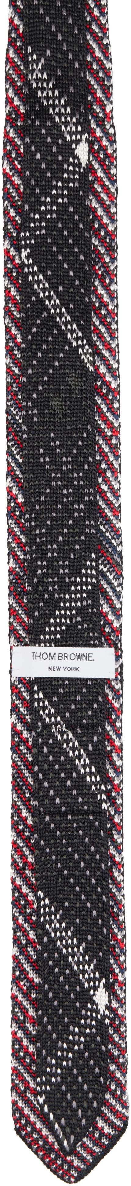 Thom Browne Black Plaid Check Silk Knit RWB Tie