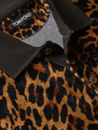 TOM FORD - Leopard-Print Velour Polo Shirt - Brown